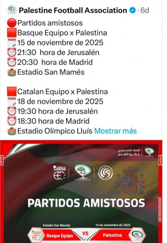 Captura del tweet original que la Federación de Palestina ha tenido que borrar