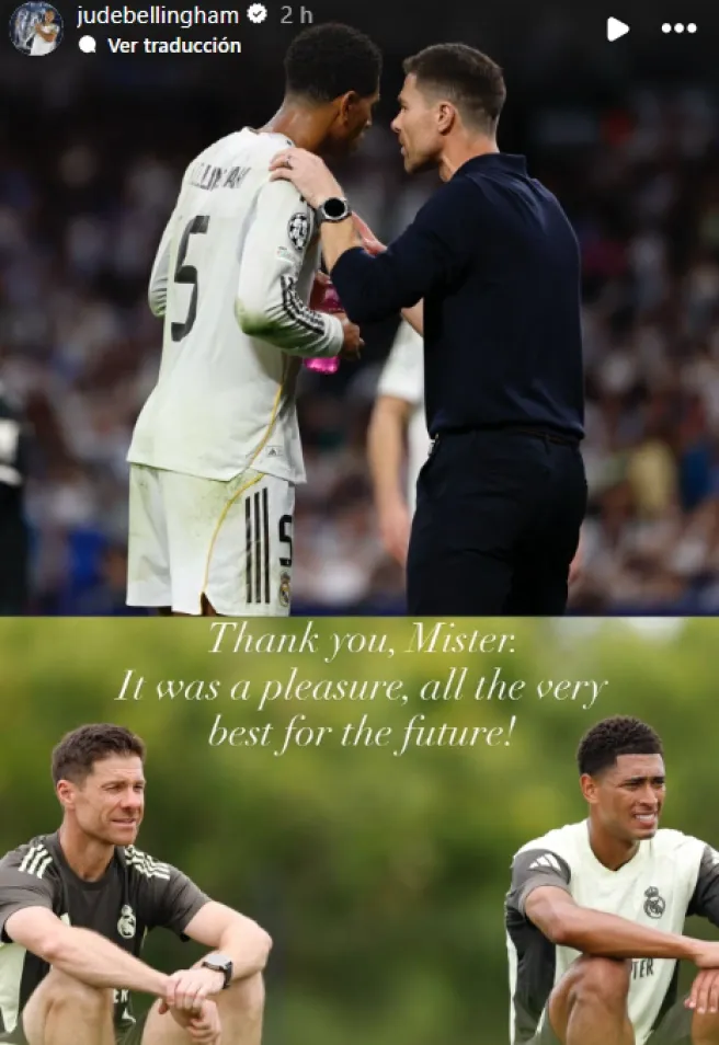 El adiós de Bellingham a Xabi Alonso