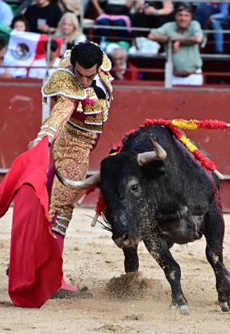 Morenito de Aranda ante su primer toro de Adolfo Martín