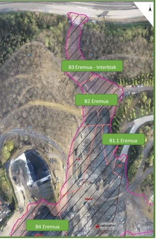 Mapa durante la estabilización del vertedero de Zaldibar por parte del Gobierno vasco