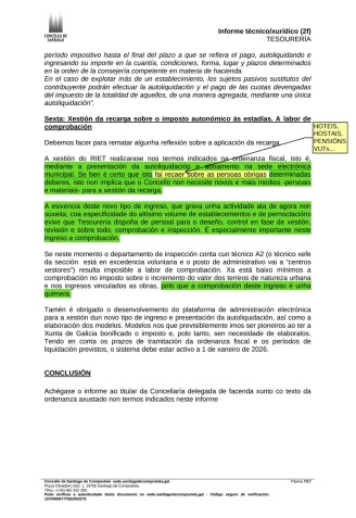 Extracto del informe de Tesorería del Concello de Santiago