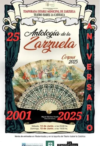 Cartel de la Antología de la Zarzuela de la Temporada Estable Municipal de Granada en el Corpus 2025