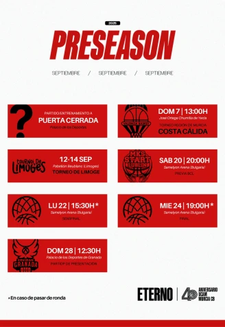 Calendario pretemporada de UCAM CB