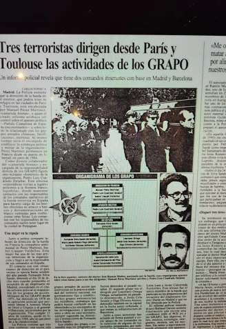 Recorte de prensa sobre los GRAPO