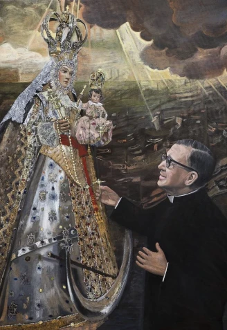 Cuadro San Josemaría y Virgen del Rosario