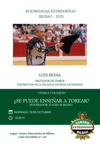 Cartel charla-coloquio de Luis Reina en Bilbao