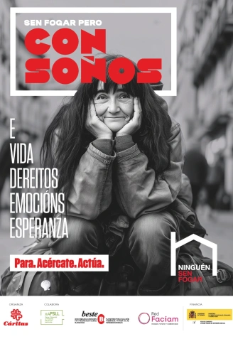Cartel de Cáritas de las personas Sin Hogar