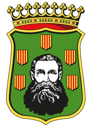 escudo de barbastro con hombre con barba