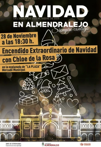 Cartel del encendido de Navidad en Almendralejo
