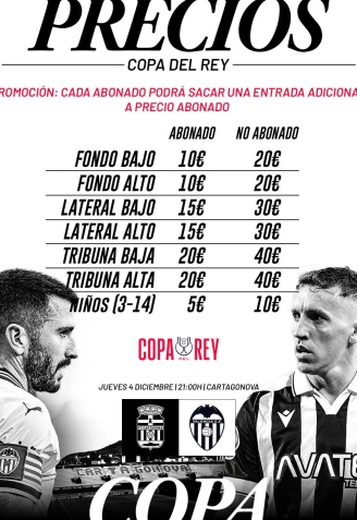 Los precios del partido de COPA del Rey