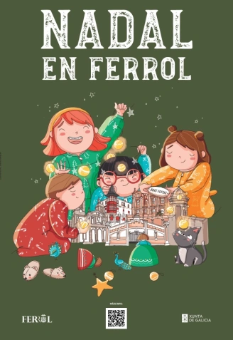 Cartel anunciador de las actividades de Navidad en Ferrol