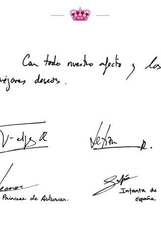 Mensaje de Navidad y firmas de los Reyes y sus hijas en la felicitación navideña de 2025