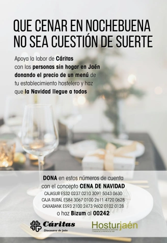 Hosturjaén y Cáritas impulsan una campaña para que los hosteleros donen el importe de un menú navideño y apoyar a las personas sin hogar