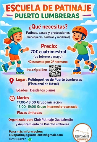 Cartel Escuela de Patinaje de Puerto Lumbreras