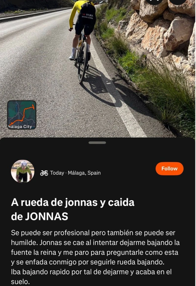 Aficionado malagueño sobre la caída de Vngegaard