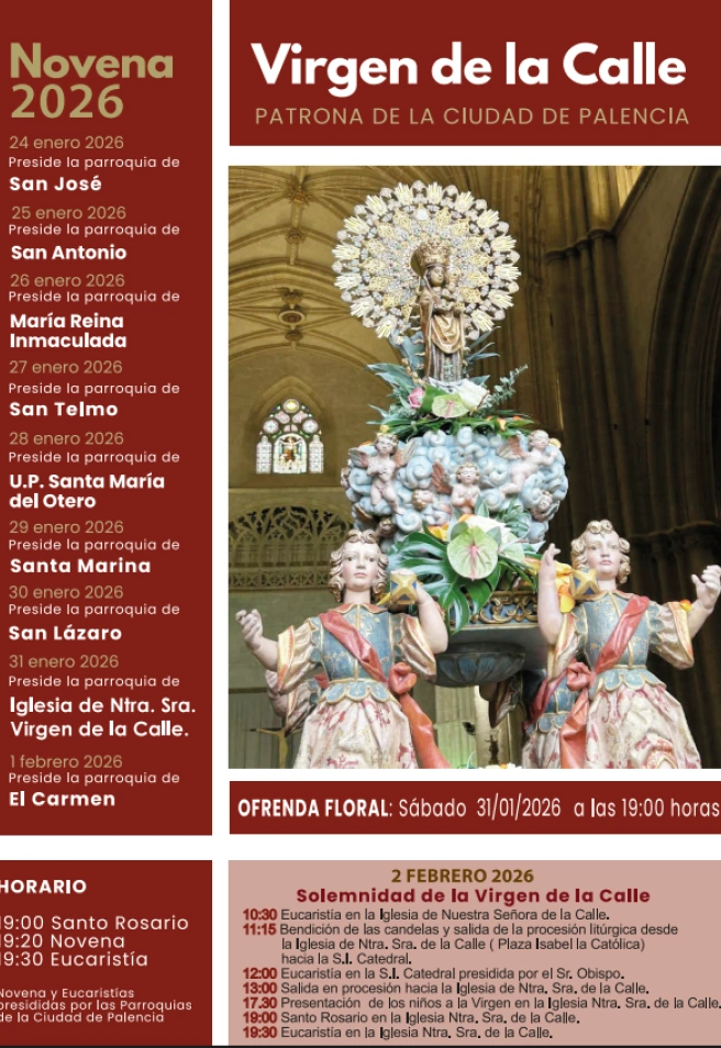 Programación de la festividad de la Virgen de la Calle en Palencia