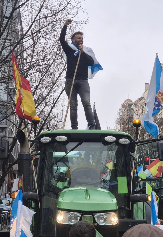 Un tractor de Ourense, en la manifestación de Madrid