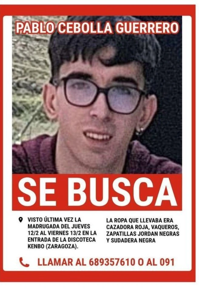 Cartel de desaparición de Pablo Cebolla