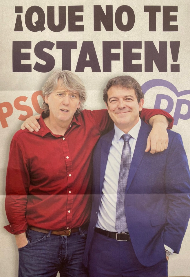 Imagen de Carlos Martínez y Alfonso Fernández Mañueco en la carta de Vox bajo el lema "¡Que no te estafen!"