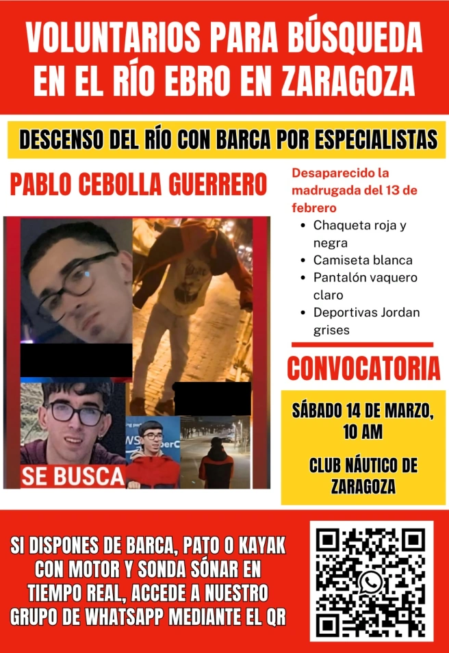 Cartel con QR para unirse a la búsqueda de Pablo Cebolla