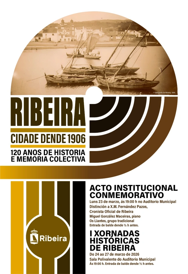 Cartel cos actos conmemorativos do 120 Aniversario da Cidade de Ribeira
