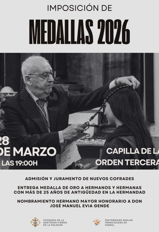 Cartel anunciador de la imposición de medallas de la Cofradía de la Soledad