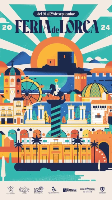 Cartel anunciador de la feria de Lorca con imágenes en movimiento