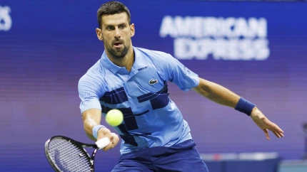 Djokovic, en el partido contra Popyrin del Abierto de Estados Unidos.