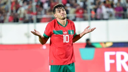Brahim celebra su primer gol con Marruecos.