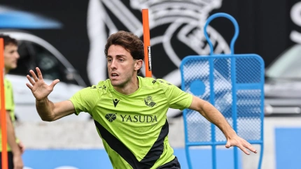 Álvaro Odriozola entrenándose en Zubieta