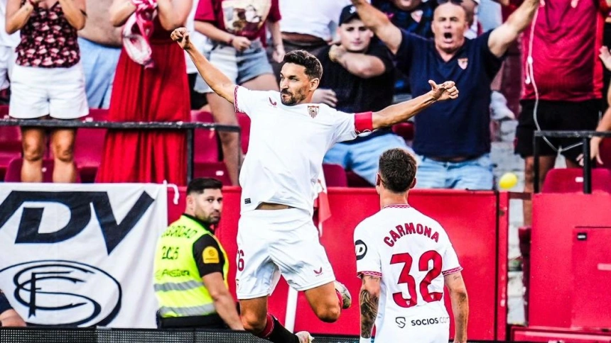 Jesús Navas celebra el 1-0 contra el Getafe.