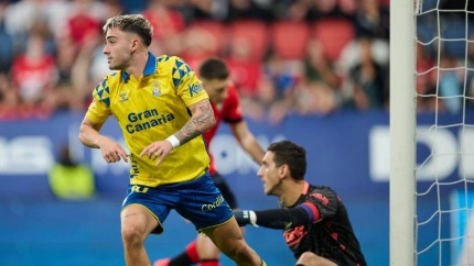 Celebración gol de Moleiro ante Osasuna