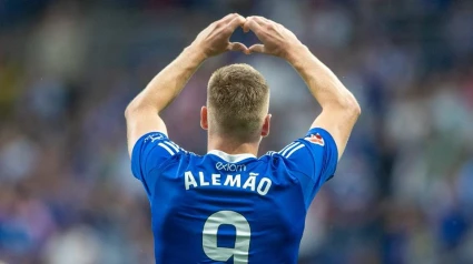 Alemao celebra su gol al Eibar.