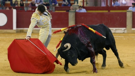 El novillero Alejandro Chicharro durante la novillada de la Feria del Pilar, este martes en Zaragoza