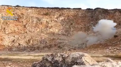 Momento de la explosión del proyectil de la Guerra Civil