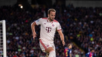 Harry Kane celebra el 1-1 contra el Barcelona.