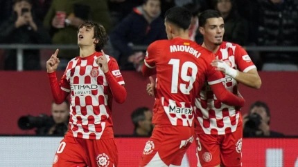 Bryan Gil celebra el 1-0 contra el Espanyol.