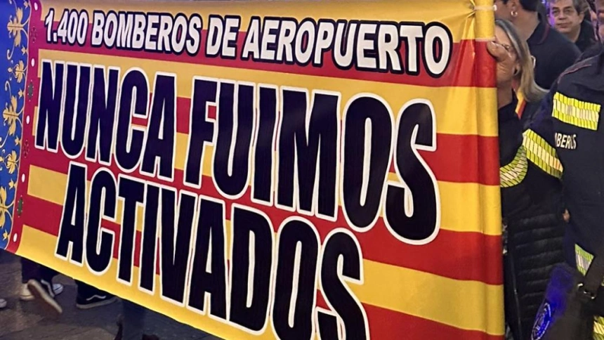 Bomberos en la manifestación en Madrid