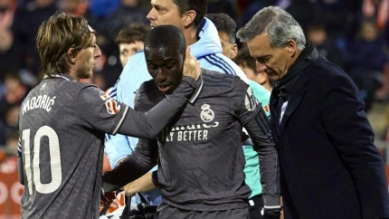 Mendy, tras lesionarse ante el Girona