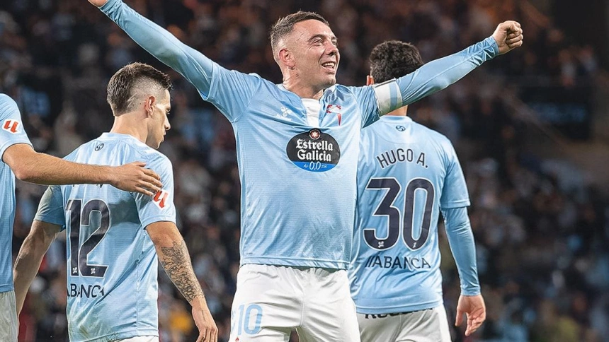 Iago Aspas celebra su diana ante el Mallorca