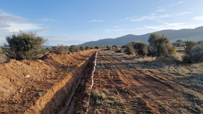 Parcela agrícola en Sayatón afectada por las obras para la instalación de placas fotovoltaicas
