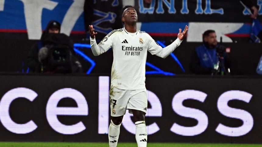 Vinicius celebra su gol en el Atalanta - Real Madrid