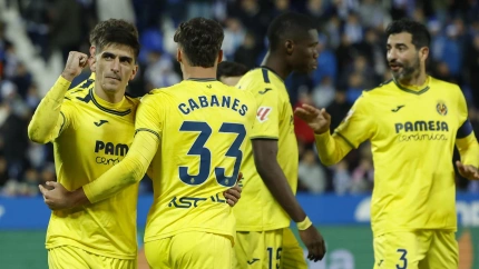 Gerard Moreno celebra el 2-4 del Villarreal contra el Leganés.