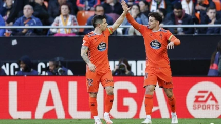 Pablo Durán celebra el gol del empate del Celta