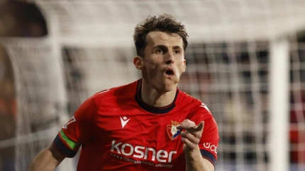 Budimir celebra el 1-0 de Osasuna contra la Real Sociedad.