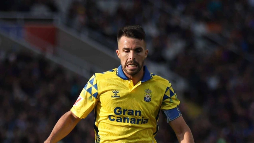 Kirian Rodríguez durante un partido de Las Palmas esta temporada.