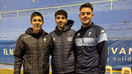 Farru, Antonio Sánchez y Andrés Rodríguez tras el Alcoyano - Yeclano Deportivo