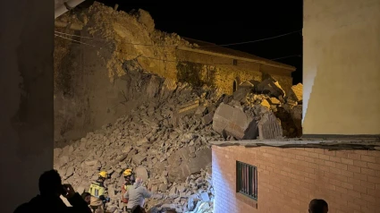 Se derrumba la torre de la Iglesia de la Asunción en Viguera sin causar heridos