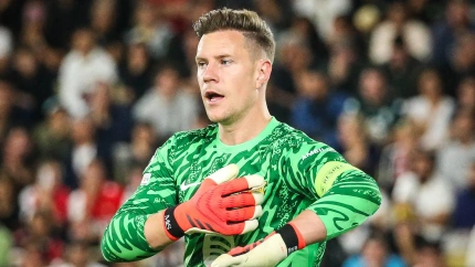 Ter Stegen, durante un encuentro con el Barça