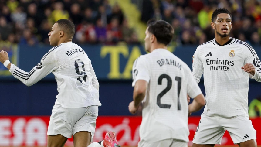 Mbappé celebra el 1-1 del Real Madrid contra el Villarreal